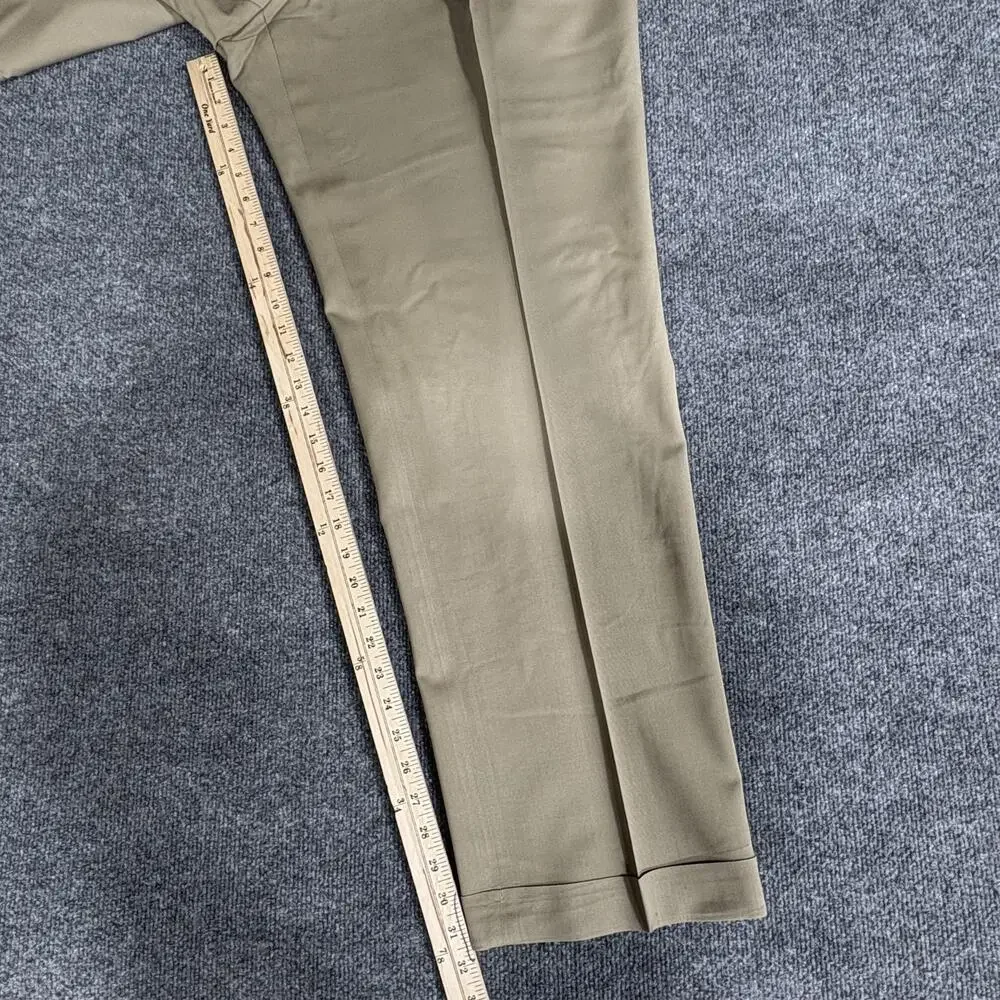 Jos A Bank Pants Mens 44L Brown Khaki 100% Wool Pleated Cuffed Dress Slacks